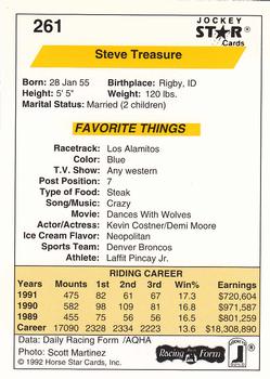 1992 Jockey Star #261 Steve Treasure Back